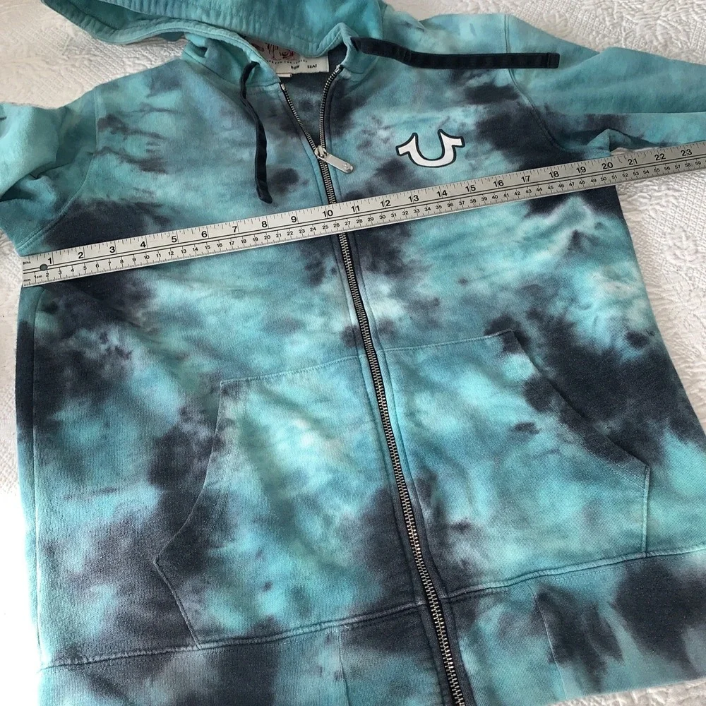 True Religion Men's Tie Dye Activewear‎ Sweat Shorts  Full Zip Hoodie Turquoise